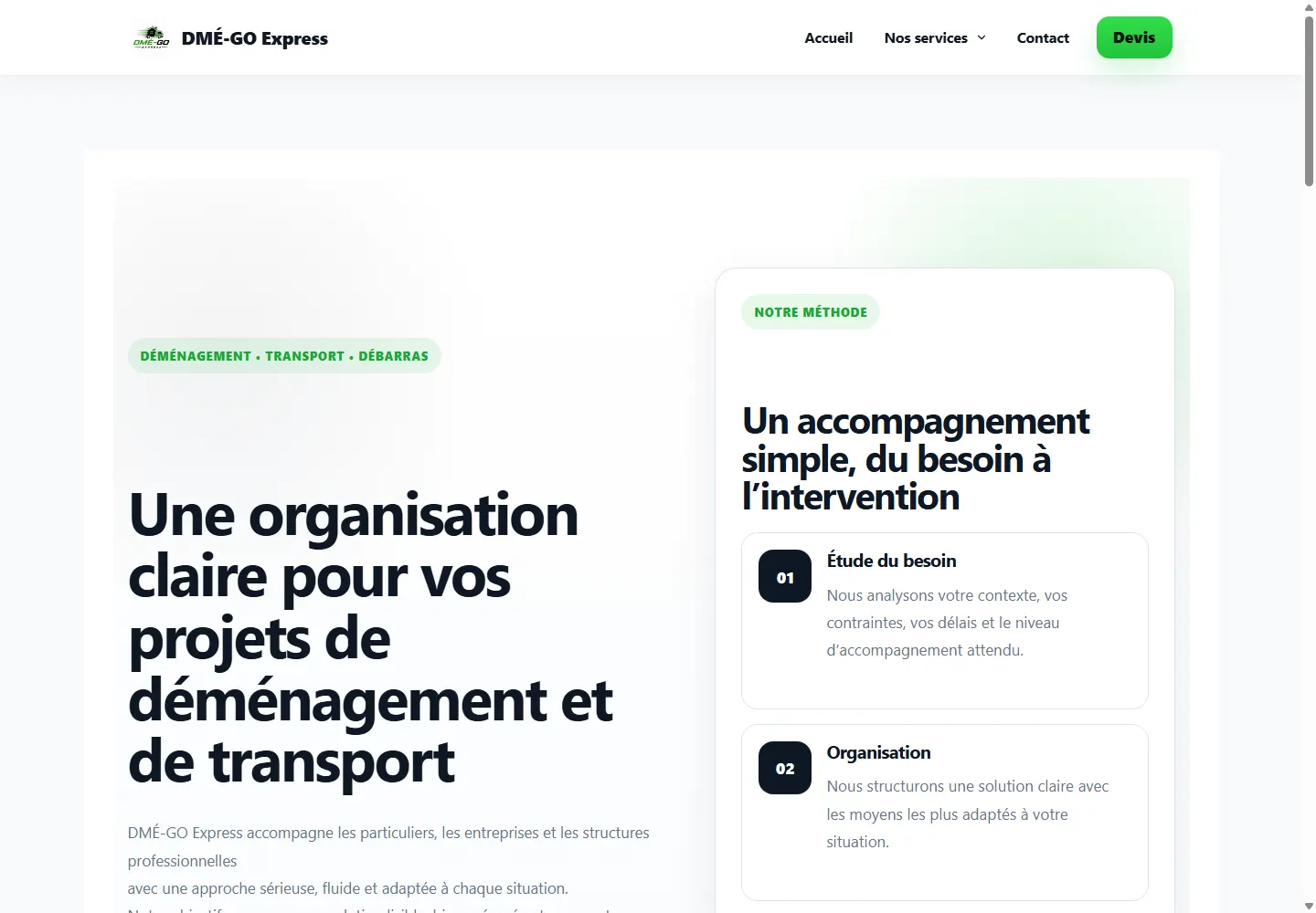 Aperçu du site DMÉ-GO Express